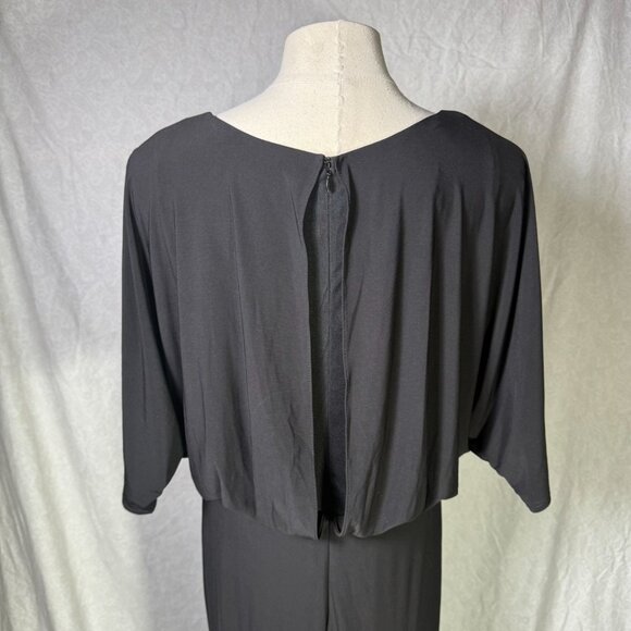 BHLDN Thorton Black Maxi Wrap Dress Sz 18 V-Neck Flutter Sleeve Gown Made In USA - Picture 5 of 15